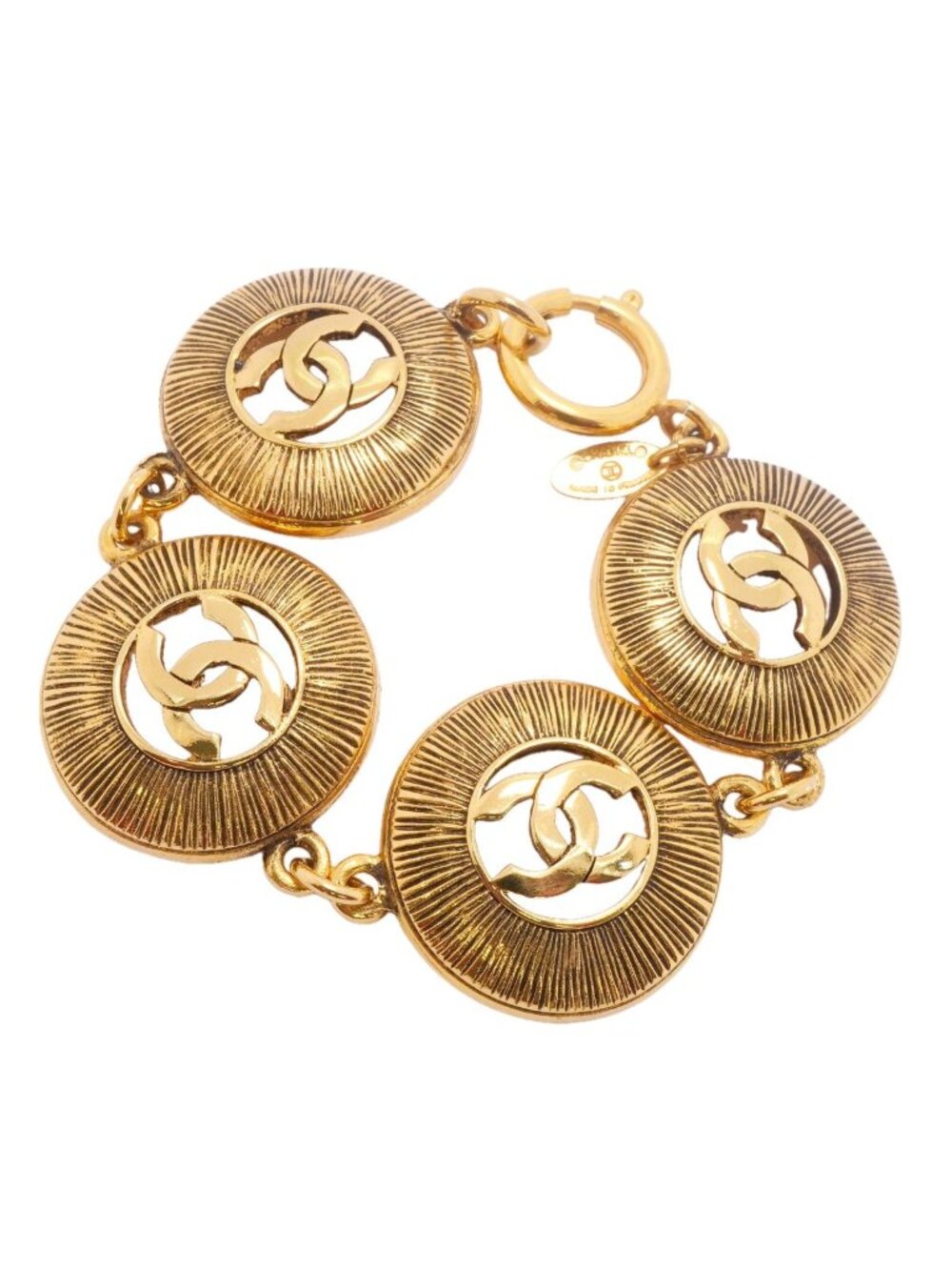 Chanel Bracelet Vintage CC Logo Round Circle Gold Plated